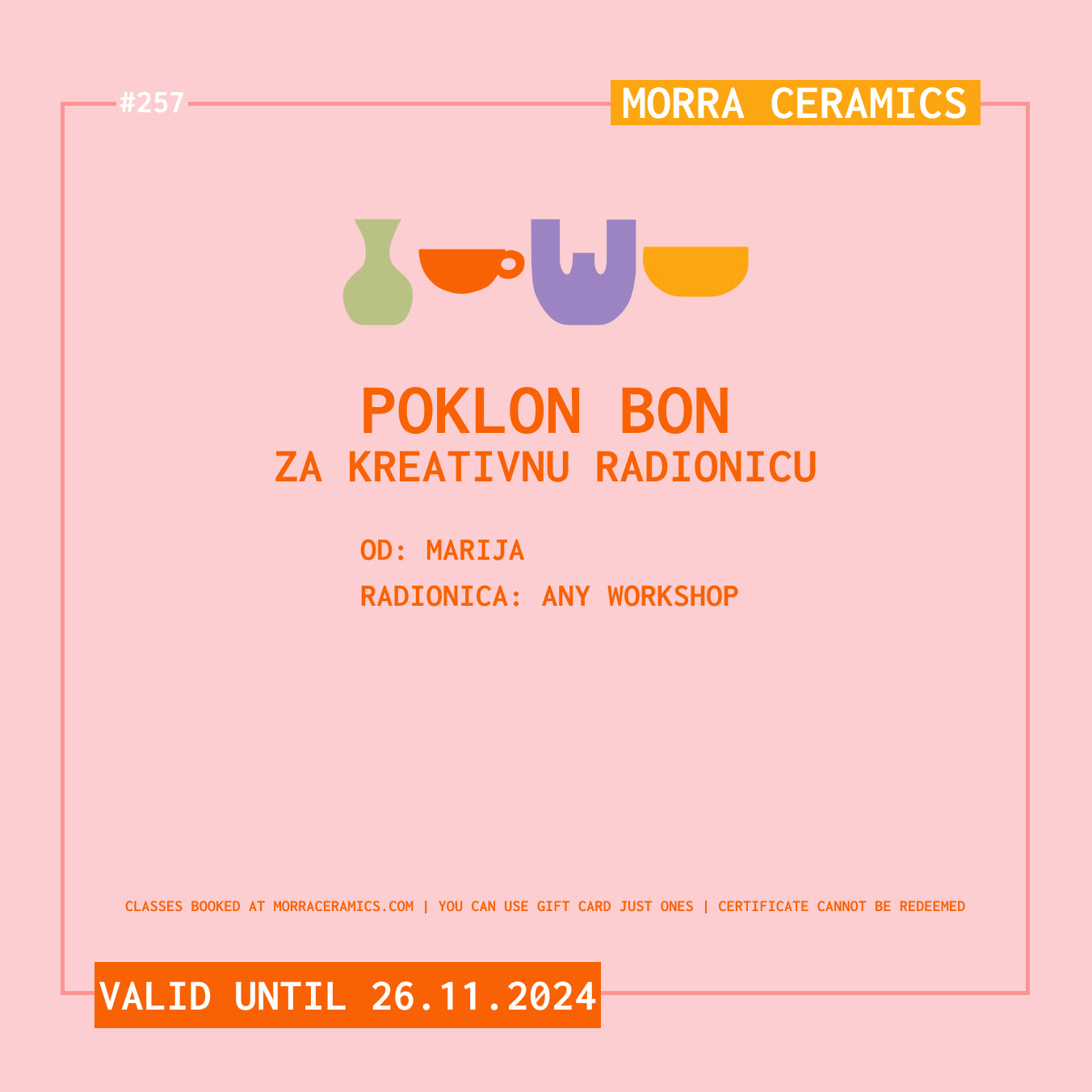 Digitalna poklon kartica: keramička šalica i tanjur