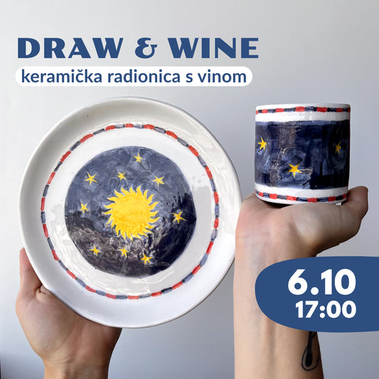 Draw & Wine:  Veliki tanjur + šalica | radionica