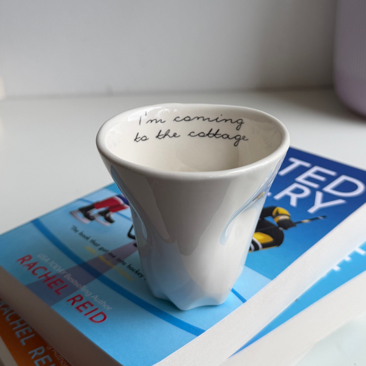 Heated crumpled cup I'm coming to the cottage