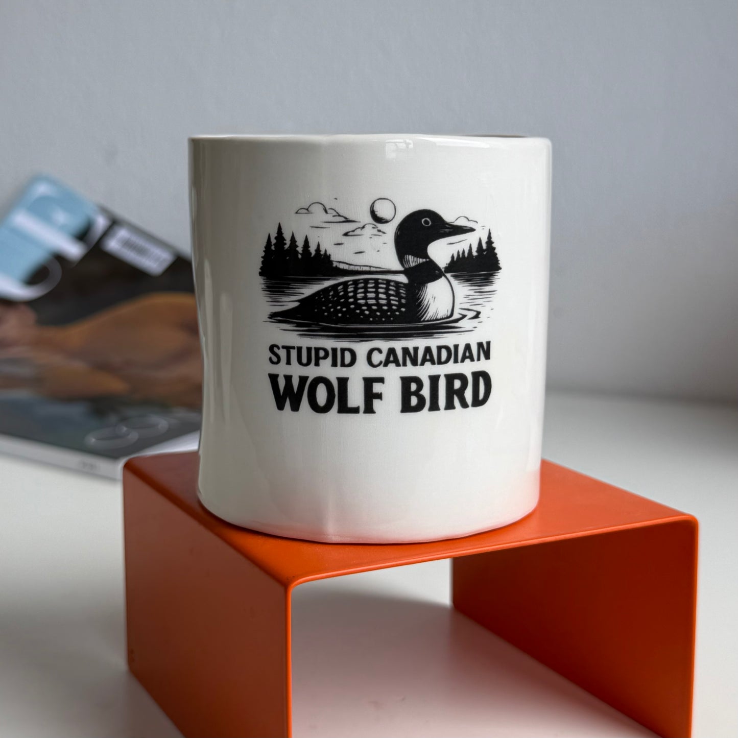 Heated crumpled cup Wolf bird