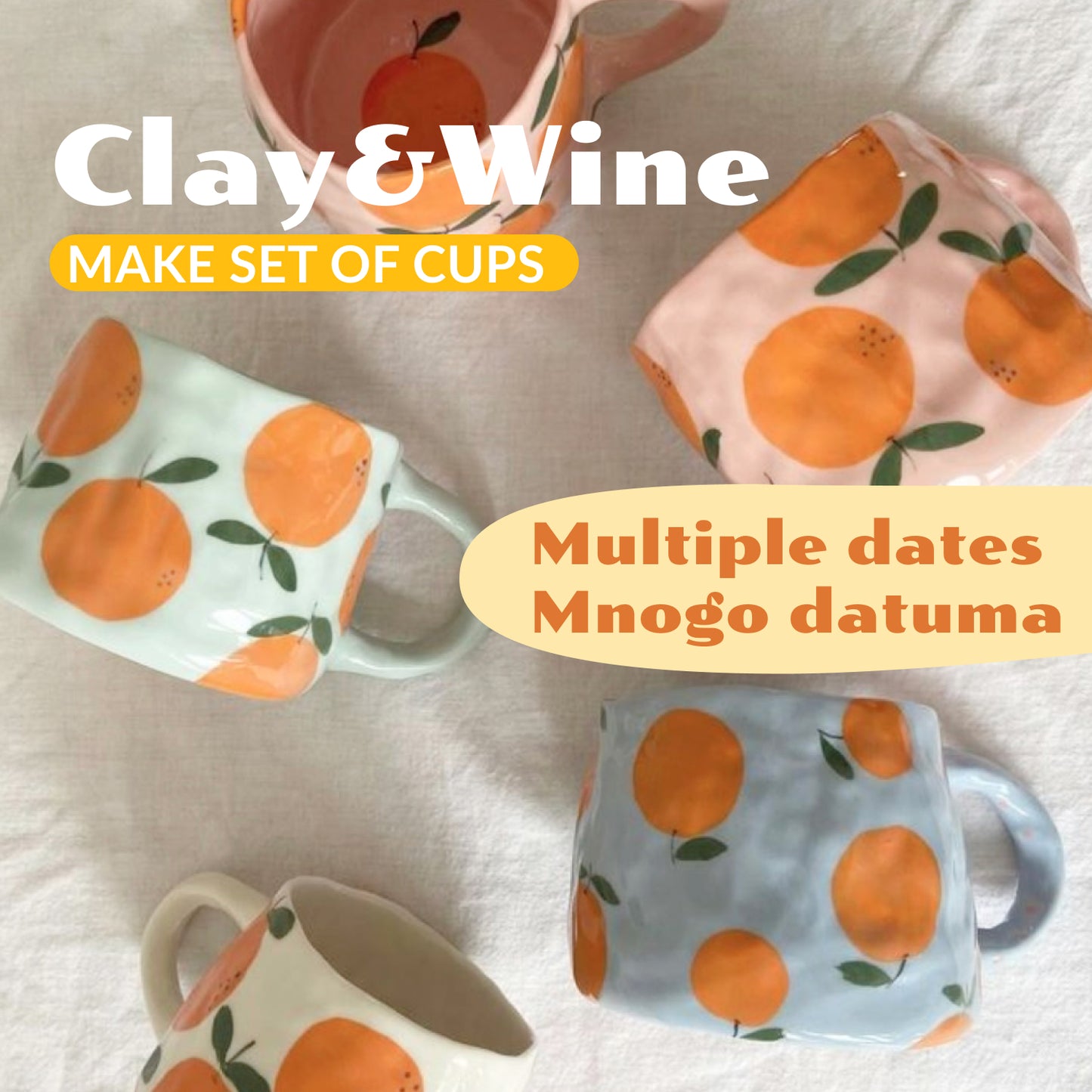 Clay & Wine: Set od 2 šalice | radionica